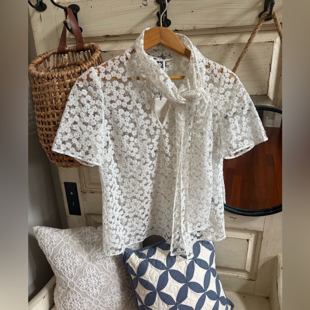 Anne Klein sheer daisy blouse